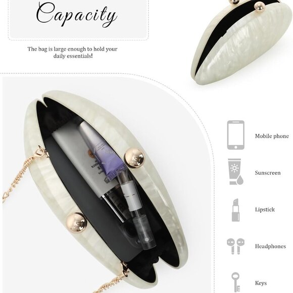 Luxury Shell-Shaped Acrylic Clutch - Perfect for Weddings & Evening Gatherings - Picture 4 of 6